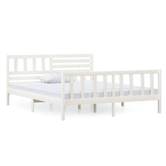 Berkfield Home Bed Frame White Solid Wood 120x200 cm | Size: Small Double