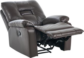 Beliani Beliani - Sill&oacute;n Reclinable De Piel Sint&eacute;tica Marr&oacute;n Reposapi&eacute;s Respaldo Bergen