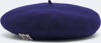 Roger Vivier Crystal-embellished wool beret