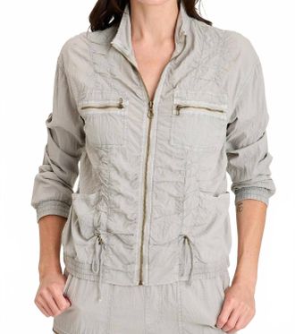 Xcvi Amis Cinchable Bomber Jacket In Earl Grey Pigment