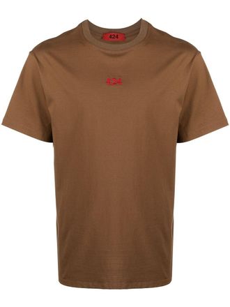 424 T-shirt con ricamo - Marrone