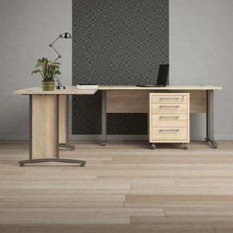 Dmora Dmora - Escritorio Megh, Escritorio Multiusos, Mesa De Oficina Para Pc, El Plan De Trabajo, 230x200 H75 Cm, Gris Y Roble