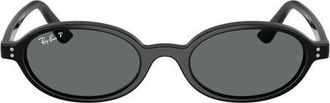 Ray-Ban 51mm Polarized Oval Sunglasses in Black /Dark Grey Polar at Nordstrom