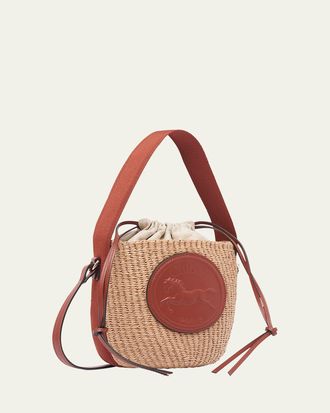 Chlo&eacute; Horse Medal Bucket Bag in Paper and Leather