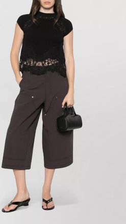 Ermanno Scervino cashmere floral-lace cap-sleeve knitted top