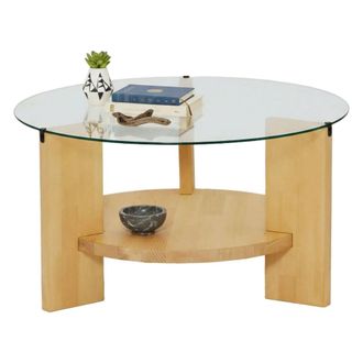 Dmora Dmora - Mesa De Caf&eacute; Alnitak, Mesa De Centro Baja, Revistero Para Sof&aacute;, Estante De La Sala De Estar, 75x75h40 Cm, Roble, Con Embalaje Reforzado