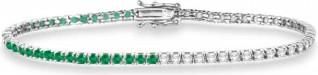 Allurez Lab Grown Diamond & Emerald Eternity Tennis Bracelet 14K White Gold (3.66ct)