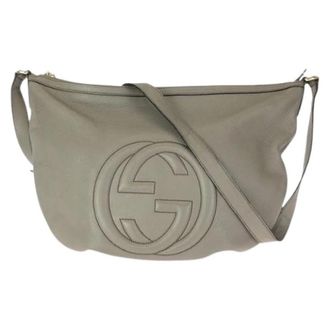 Gucci Pre-owned Cross Body Bags, female, Gray, Size: ONE SIZE Pre-owned Soho Interlocking G Leather Shoulder Bag