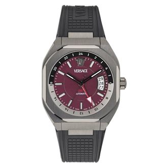 Versace V-Contempo GMT Automatic Burgundy Dial Mens Watch VE0I00125