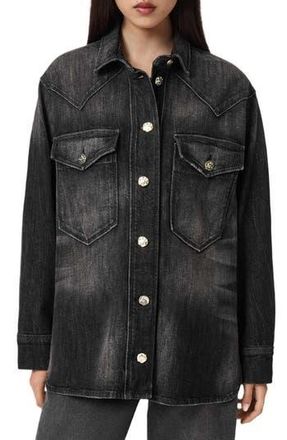AllSaints Bryn Denim Button-Up Shirt in Washed Black at Nordstrom Rack, Size X-Small