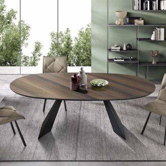 Capodarte Capodarte - Tavolo fisso tokyo 210 cm con base in metallo nero e piano Eucalipto