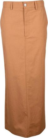 Erika Cavallini Semi Couture Tubino Lungo Rok - Dames - Maxi Rokken - Bruin - S - Katoen - Rokken