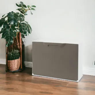 Dmora Estante De Zapatos Con 1 Puerta De Aleta De Polipropileno, Gabinete Modular Interior O Externo, 100% Made In Italy, 51x18h40 Cm, Color De Tortora, Con