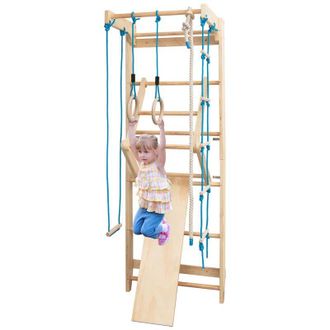 Costway Costway Escalera Sueca Barras De Pared 80x60x220cm Madera Espaldera Para Gimnasio Fitness Casa Deportiva Carga Hasta 100kg