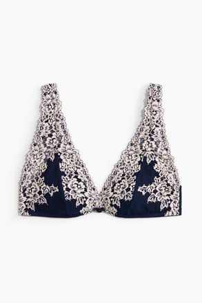 H&M Wattierter Soft-BH aus Spitze - Dunkelblau/Weiss