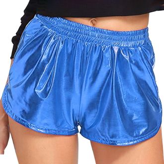 Generic Sparkly Shorts, Metallic Shorts Women, Casual Elasticated Waist Hot Pants Lightweight Quick-Drying Hotpants Loose Straight Short Pants Shiny Sequin Sh