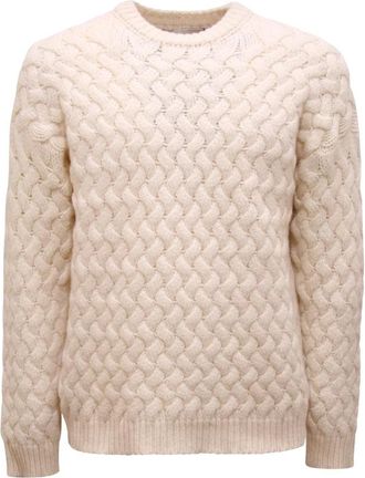 Amaranto Maglione Wol/Kasjmier Trui - Heren - Ronde hals truien - Beige - S - Wol - Truien & Vesten