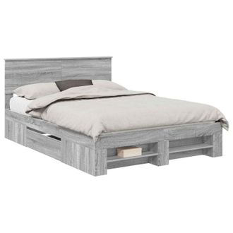 vidaXL Estructura De Cama Con Cabecera Gris Sonoma 140 X 200 Cm Vidaxl