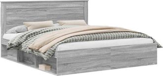 vidaXL Estructura De Cama Con Cabecera Gris Sonoma 200 X 200 Cm Vidaxl