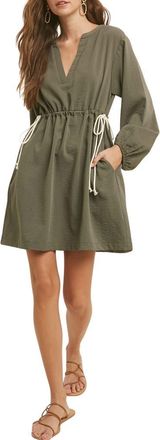 Wishlist Long Sleeve Drawstring Dress in Green Olive at Nordstrom Rack, Size Medium