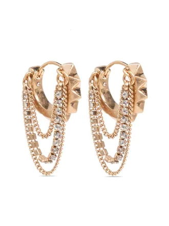 AllSaints chain-link earrings - women - glass/Recycled Brass/Cubic Zirconia - One Size - Gold