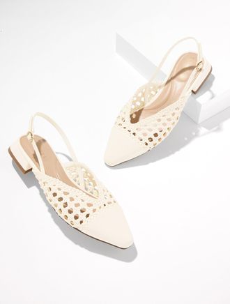 Talbots Stacey Woven Slingback Flats - Ivory - 10 1/2 M Talbots