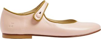 BONPOINT Pink Leather Ella Ballerinas for Girls