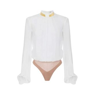 Elisabetta Franchi Georgette Body - Dames - Tops - Wit - Maat: L Viscose