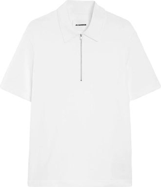 Jil Sander Polo Shirt met rits - Heren - Polos - Wit - M - Katoen - Tops