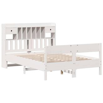 Berkfield Home Decorative Bookcase Bed without Mattress White 160x200cm Solid Wo | Size: 160x200 cm