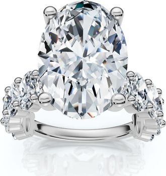 Pompeii3 Certified 6Ct Oval Diamond Engagement Ring 14k Gold Lab Grown