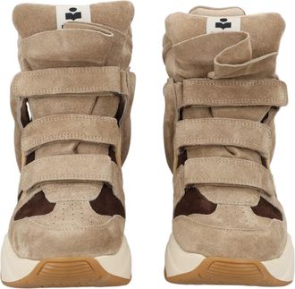 Isabel Marant Brown High-Top Suede Wide Strap Sneakers