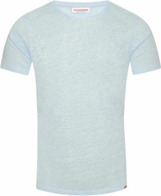 Orlebar Brown Lenteblauw Linnen T-shirt - Heren - T-shirts - Blauw - 2XL - Linnen - Tops