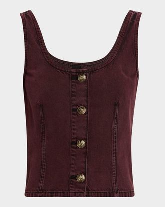 Rag & Bone Poppy Button-Front Denim Top