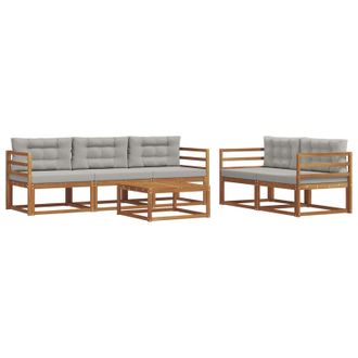 vidaXL Conjunto De Sof&aacute;s De Exterior 6 Pcs Gris Natural Y Claro Vidaxl