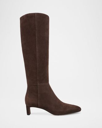Vince Lilith Suede Knee-High Kitten-Heel Boots