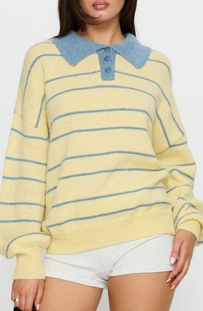 Princess Polly Minda Stripe Sweater in Yellow Stripe at Nordstrom, Size X-Small