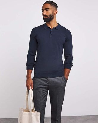 Jacamo Cotton Long Sleeve Polo
