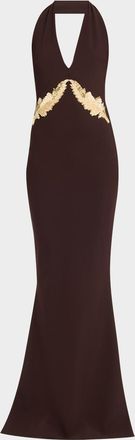 La Petite Robe Di Chiara Boni Yanar Beaded Mermaid Halter Gown