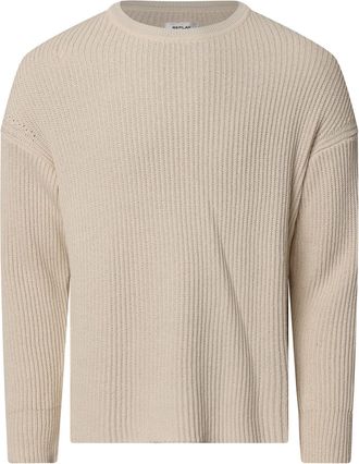 Replay Womens Pullover Knit Crewneck Jumper in Cream Cotton - Size X-Small
