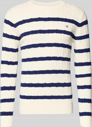 GANT Slim Fit Pullover in Strick-Optik in Offwhite, Gr&ouml;&szlig;e XXXL