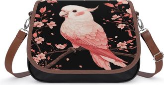 Generic Cockatoo Flower Crossbody Bags for Women Fashion Leather Shoulder Handbags With Adjustable Strap