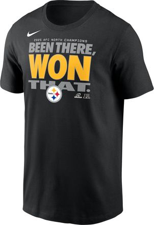 Nike Pittsburgh Steelers 2025 AFC North Champions Trophy Collection Nike Mens NFL T-Shirt in Black | N19900A7LZ-KZ5