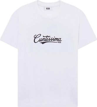 GCDS Slim Cuntissima T-shirt - Dames - T-shirts - Wit - 2XS - Katoen - Tops