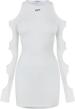 Off-white Womens Off White Mini Crew Neck Bodycon Dress in White/Black - Size 8 UK
