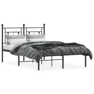 Berkfield Home Metal Bed Frame without Mattress with Headboard Black 120x190cm | Size: 120x190 cm