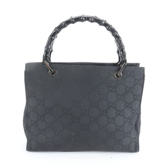 Gucci Bamboo Black Handbag Tote Bag (Pre-Owned)
