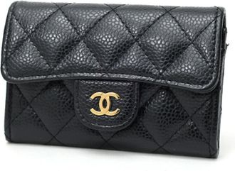 Chanel Matelasse Black Grained Calfskin Coin Purse/Coin Case (Pre-Owned)