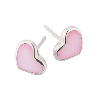 Jan Leslie Heart Stud Earring Set In Sterling Silver in Pink at Nordstrom