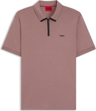 HUGO BOSS Cotton pique polo shirt with zipper neckline